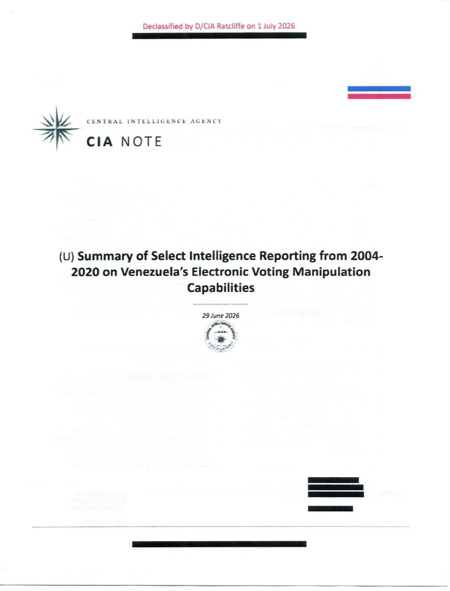 xavierpadilla's tweet photo. ¿CUÁNTO MÁS PODRÁ DURAR LA CONTRADICCIÓN?

Trump acaba de desclasificar un memorando de la CIA que reúne dieciséis años de inteligencia sobre la capacidad del régimen venezolano para manipular sistemas de votación electrónica. En él se habla de intención, planificación, recursos técnicos y riesgos para la seguridad estadounidense.
 Si las investigaciones encargadas por el propio Trump confirman que el régimen actuó durante años contra EEUU —y que parte de esa información fue ocultada o disminuida—, la política actual hacia Caracas será muy difícil de sostener.
 No tendría sentido investigar una operación contra EEUU mientras se conserva como interlocutores a quienes la habrían dirigido.
 Aún faltan pruebas. Pero lo que hoy está sobre la mesa ya no es lo mismo que hace unas semanas. Y si la investigación sigue avanzando en esa dirección, la relación de Trump con el régimen tendrá sus días contados.

X. P.