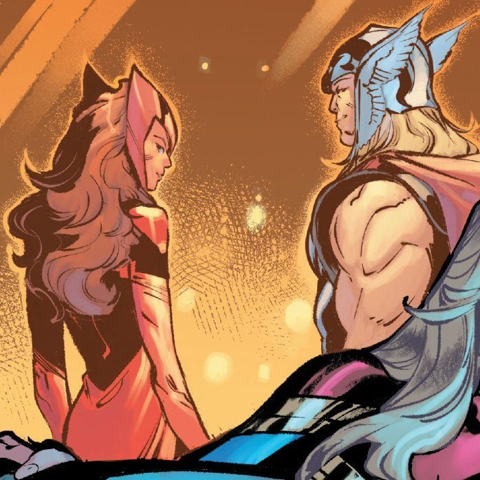 BruceWayne9851's tweet photo. My favorite part of this entire series was Wanda and Thor's dynamic. After that, it kind of just fell apart. I'm still disappointed Jed MacKay never got the chance to make them a couple, even though he wanted to. https://t.co/3T1xIj9nsX