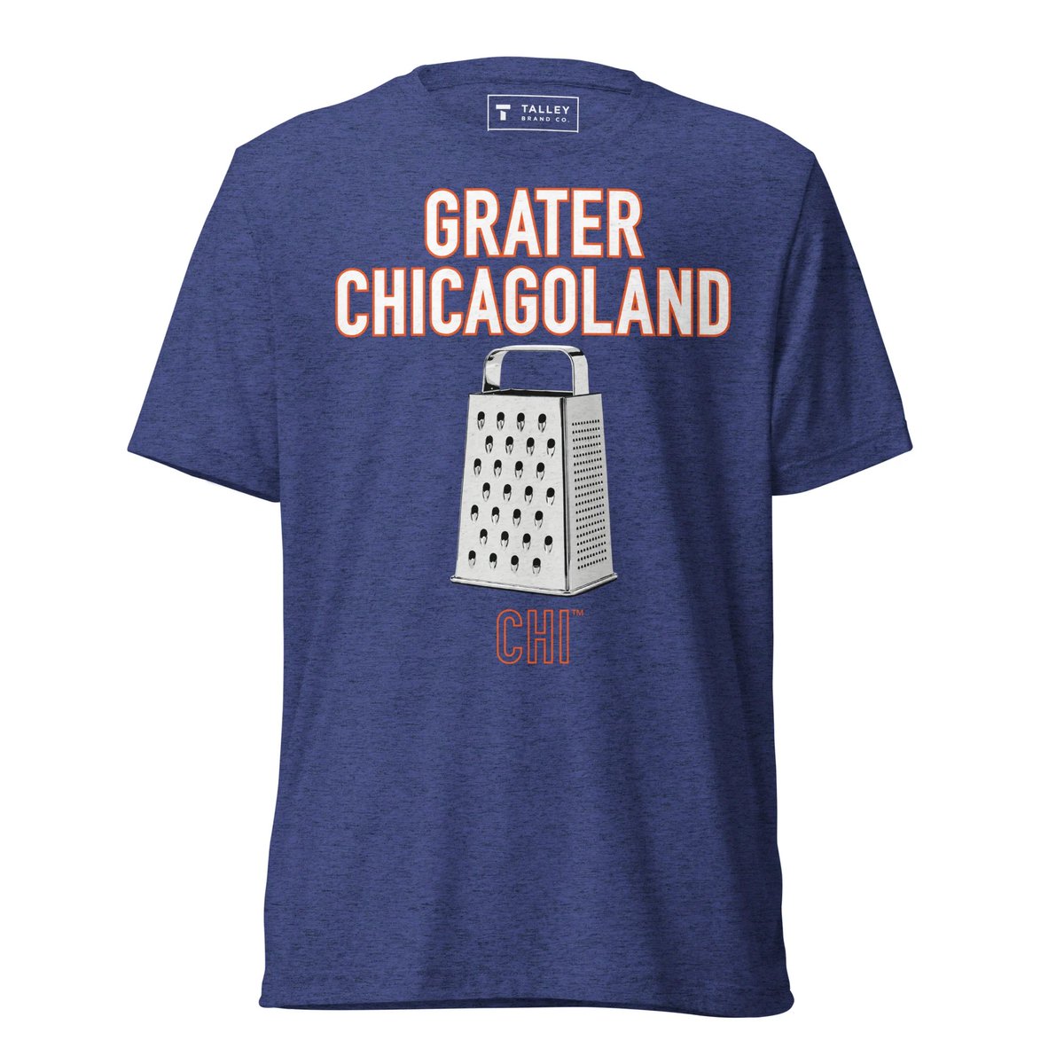 talleybrand's tweet photo. We all know Greater Chicagoland. It's Chicago and the surrounding suburbs.

But GRATER CHICAGOLAND is considerably larger.
 It's the territory red-blooded Bears fans call home.
 That land that runs from Alaska to Australia.

For the dim Green Bay fans, that means we took out an E.
 And then we brought our A game.
Now we have the graters. And a few other choice weapons too. And dammit, we're ready to cook.

Wear this shirt and welcome people to GRATER CHICAGOLAND. 

https://t.co/OOGvuarqYz #FGB