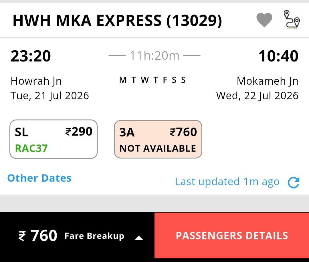 Jamui_Rail_User's tweet photo. @BiharRailUsers @EasternRailway @drmhowrah Dear @drmhowrah sir, The ticket booking window in 3A for 13029/30 Howrah-Mokama express hasn't opened yet.
Kindly look into the matter @EasternRailway @RailwaySeva @IRCTCofficial https://t.co/ZJdMnyPnpe