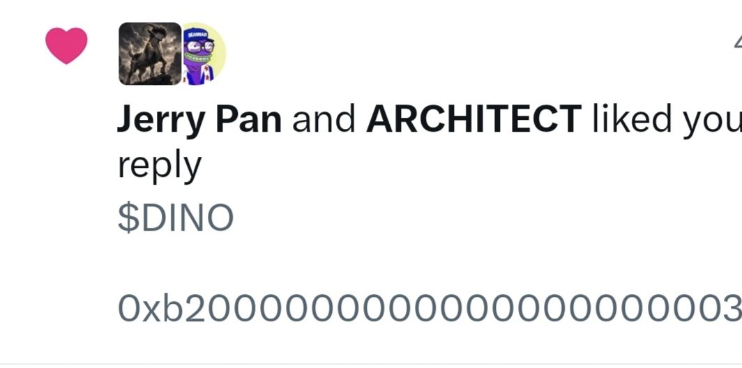 gdxilon's tweet photo. @mrpunkdoteth $DINO might get support from JERRY, he liked it, and also posted a profile picture.

0xb20000000000000000000034dca43fbdeb787701 https://t.co/hqWZd7N9gq