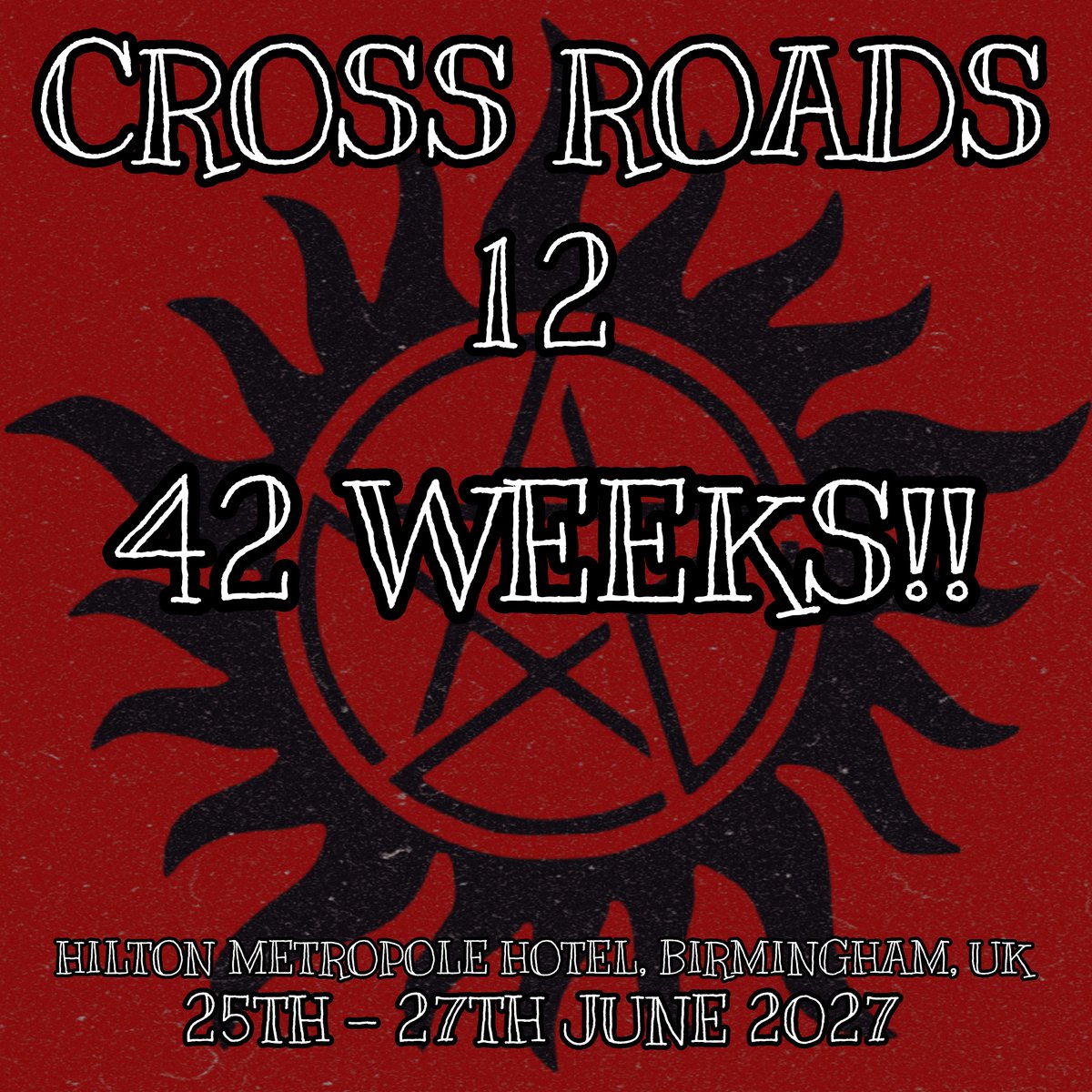 SPNCONCOUNTDOWN's tweet photo. 42 WEEKS UNTIL CROSS ROADS 12!! 🎉 https://t.co/2yiIHV9Pm5