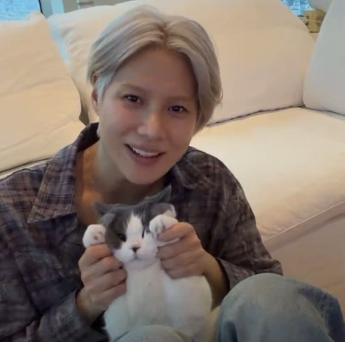 babycheese4ever's tweet photo. Kkoongie (and Daengie) are the most mild-tempered and kindest cats I’ve ever seen! Kkoong didn’t protest at all as Taemin made her dance &amp; Taemin described how she so gently/cautiously pats his face for food after he’s woken up. They are the perfect cats for Taemin’s soft heart🥹 https://t.co/qi2zLx8ggm