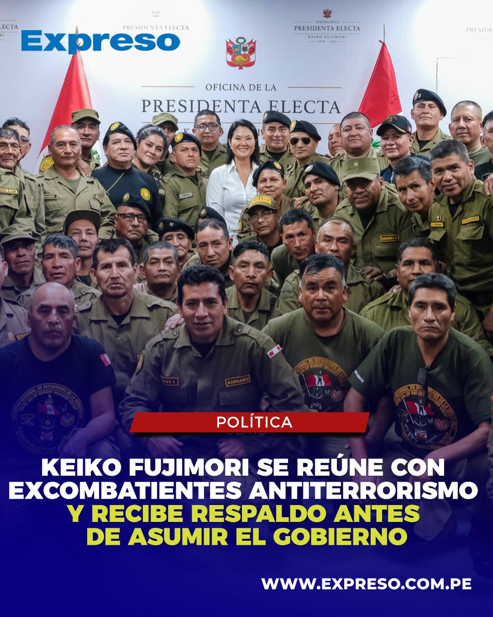 ExpresoPeru's tweet photo. La presidenta electa del Perú, Keiko Fujimori, se reunió con integrantes de la Asociación Nacional de Defensores de la Democracia "SGTO 2 EP Robert Delgado Viera", en el marco de los encuentros que viene sosteniendo con diversas organizaciones de cara al inicio de su gobierno.
📷 Foto: Difusión
📷 Lee la nota completa aquí:
https://t.co/cm5IkPPy7x