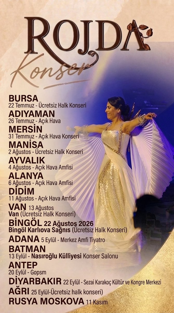 RojdaSenses's tweet photo. Di her bajarekê de çîrokek nû, li her sahneyê heman heyecan…
Bi hîvîya hevdîtinê…

Her şehirde yeni bir hikaye 
Her sahnede aynı heyecan
Buluşmak dileğiyle …
#konser #Turne #Rojda #eğlence #Halay #kurdishmusic https://t.co/nINrfTeW8m