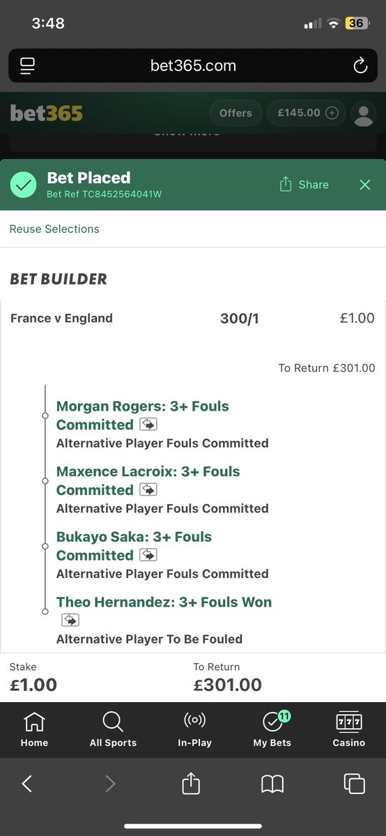 x3m1014's tweet photo. France vs England Bet Builder

Doue Shots (4.99 per 90)
4,4,2,2,5,5,5

Rogers Fouls (2.16 per 90)
2,2,4,2,1,1 (excluding friendlies)

matchup vs rabiot and cherki averaging 1.4 and 1.69 fw/90.

lacroix fouls (2 per 90)
2,2
only 2 starts for country

2 fouls last game in 60 mins vs spain, also averaging 1.65 fouls per 90 for club. direct matchup vs toney averaging 1.05 fw/90 for club.
