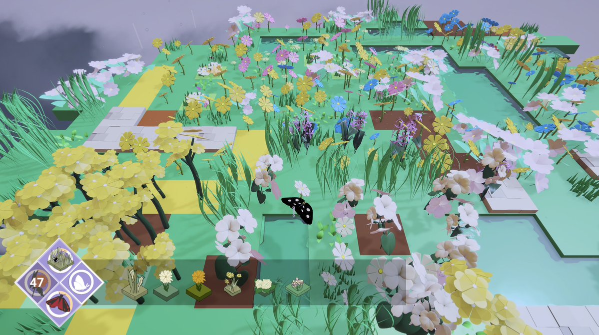 floradotgames's tweet photo. #screenshotsaturday pollinate night biomes in my #cozygame and #buildinggame Moth Terra! Wishlist please! #indiegamedev https://t.co/Lt5EC4x0c5