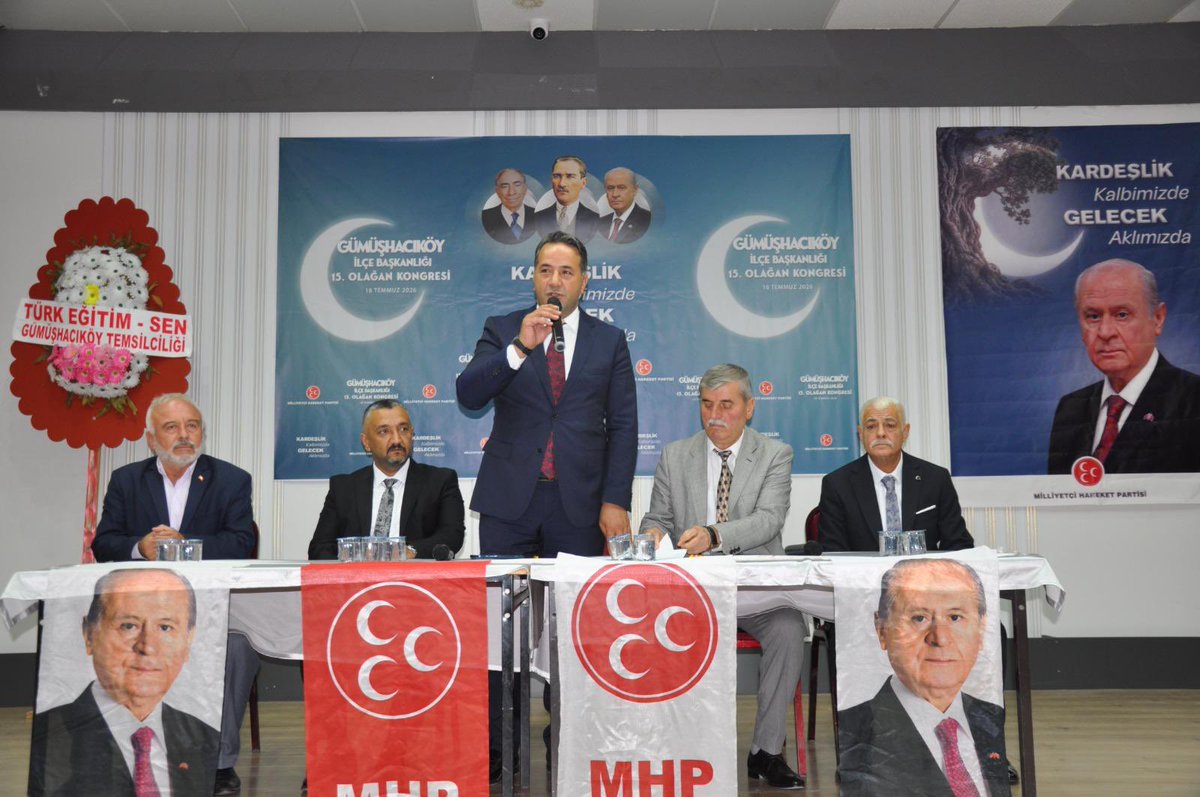 GirayErdemir's tweet photo. “Milliyetçi Hareket Partisi, Türk milliyetçiliğinin siyasetteki yegâne kalesidir.

Milliyetçi Hareket Partisi, devletin ve milletin varlığında kendi varlığını eritenlerin burcudur.”
Liderimiz Sayın Devlet Bahçeli 

📍Amasya- Gümüşhacıköy

“Kardeşlik Kalbimizde, Gelecek Aklımızda” diyerek MHP Gümüşhacıköy İlçe Başkanlığımızın 15. Olağan Kongresini, Kongre Divan Üyelerimiz ve teşkilatlarımızın her kademesinden dava arkadaşlarımızla beraber yüksek bir katılımla, coşkulu bir şekilde; birlik, beraberlik ve kardeşlik ruhu, ülküdaşlık hukuku içerisinde gerçekleştirdik.

İlçe Başkanlığı görevini devreden Sn. Mehmet Tahmaz’a bu zamana kadar dava şuuru ile göstermiş olduğu özenli çalışmaları için teşekkür ediyor, delegelerimizin tamamının oyunu alarak MHP Gümüşhacıköy İlçe Başkanı olarak seçilen Sn. Salih Yanık ve Yönetim Kurulu Üyelerimizi tebrik ediyorum.
@MHP_Bilgi 
@dbdevletbahceli