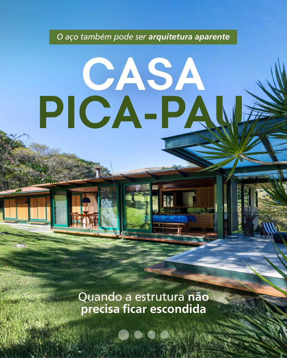 cbca_acobrasil's tweet photo. Na Casa Pica-Pau, o aço não fica escondido.

Ele participa da estrutura, da linguagem arquitetônica e da relação da casa com a paisagem.

Uma obra real para ampliar o repertório sobre construção em aço.

#CBCA #ArquiteturaEAço https://t.co/n4U7q5bl5X