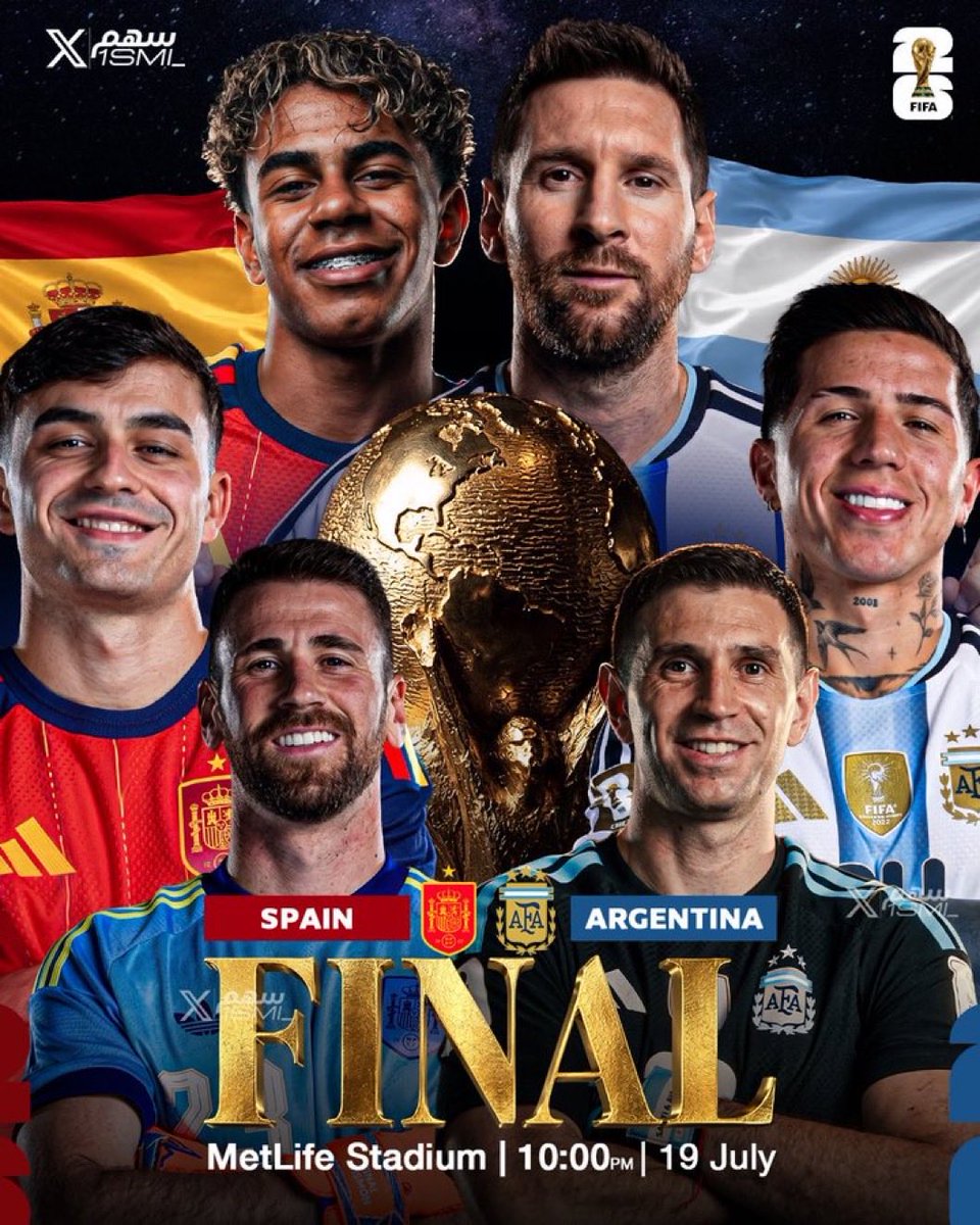 jokfcbm2's tweet photo. يوم المباراة 🇦🇷🔥🇪🇸

أصعب مباراة من ناحية التوقع شخصيًا أميل لفوز إسبانيا لقوة منظومتها وحلولها المتعددة مقابل حلول الأرجنتين أقل +حل الاستفزاز لن ينفع مع الإسبان 

ويبقى فقط اعجاز ميسي(الكروي)  من يستطيع خطف اللقب من الإسبان 

#اسبانيا_الأرجنتين 
#كاس_العالم_٢٠٢٦ https://t.co/oqNqoRqsV0