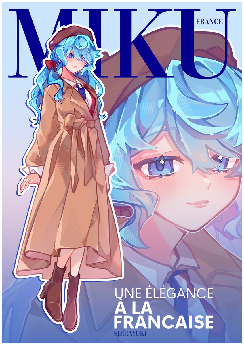 shirayukibanshi's tweet photo. C'est le retour de mon design de Miku française ! 

Elle ferait la couverture de tous les magazines ✨ https://t.co/UNdF3Bu0N1