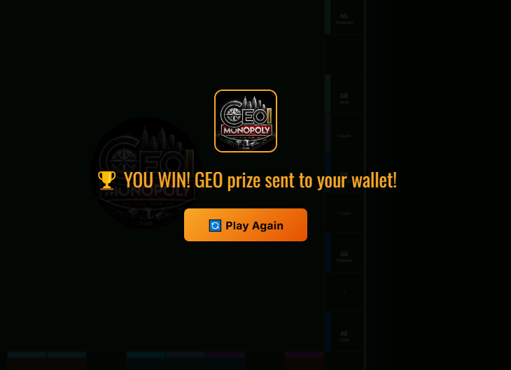 geotokenoficial's tweet photo. Come play #monopoly game on #algorand
$ALGO blockchain. 🏦🌆💸🏙️

Earn $GEO token on this cool Monopoly cities game #algofam 

https://t.co/xylIE714Hy 

Connect it with
@PeraAlgoWallet https://t.co/q8bXTUXPc8