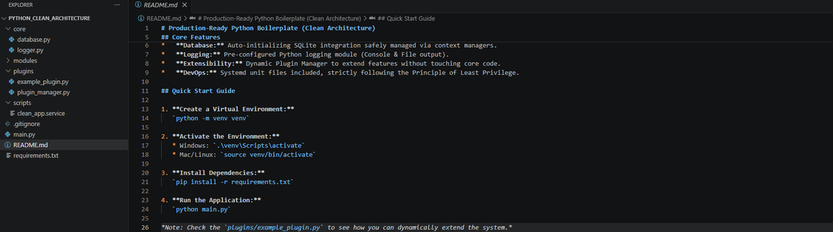 alexdevtools's tweet photo. I built the ultimate plug-and-play Modular Monolith template for Python. ⚡️ Skip days of setup (DBs, folders, DevOps) and jump straight to coding.
✅ Clean Architecture ✅ SQLite & Logging ✅ Plugin System
Grab it here 👇 https://t.co/oMbkBLIga0 #CleanArchitecture https://t.co/XJbbdo3maw