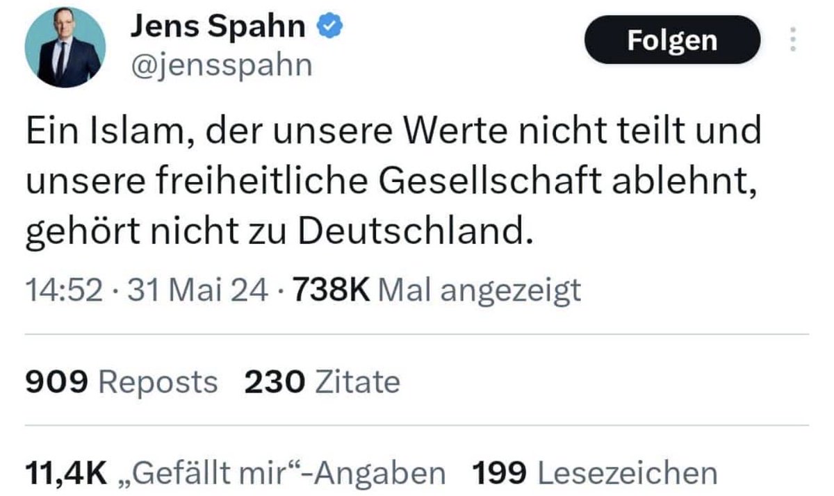 umaralfarouuq's tweet photo. Jahrelang Muslimen zulabern, welche Werte sie zu teilen haben, um zu Deutschland zu gehören. Und am Ende selbst daran scheitern, die eigenen Werte glaubwürdig vorzuleben. Werte predigen ist eben leichter, als sie zu haben.

#SpahnRücktritt https://t.co/bP7VA5cYeL