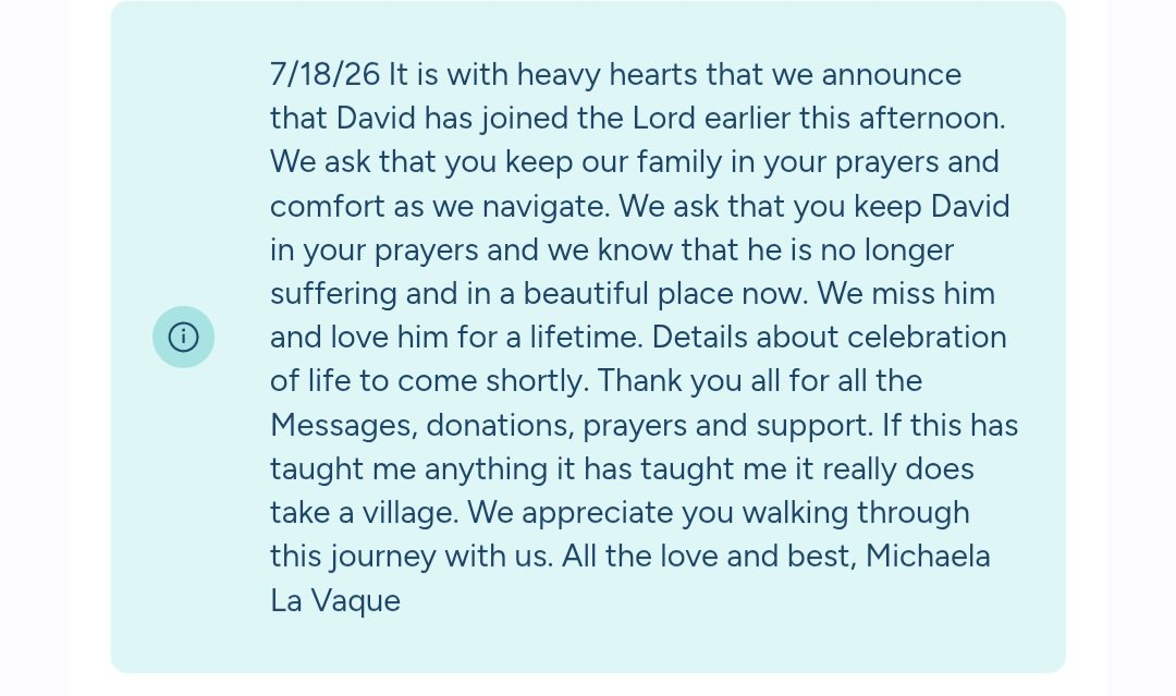 MinnesotaMillea's tweet photo. Heartbreaking news about our friend David La Vaque... https://t.co/G4enQVXKid