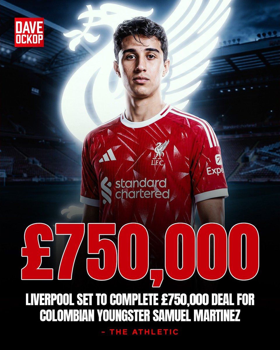 DaveOCKOP's tweet photo. Liverpool are set to complete £750,000 deal for Colombian 17-year-old Samuel Martinez. 

The midfielder will stay at Atletico National on loan before joining Liverpool next summer, according to various reports today. https://t.co/pECcEE6DrG