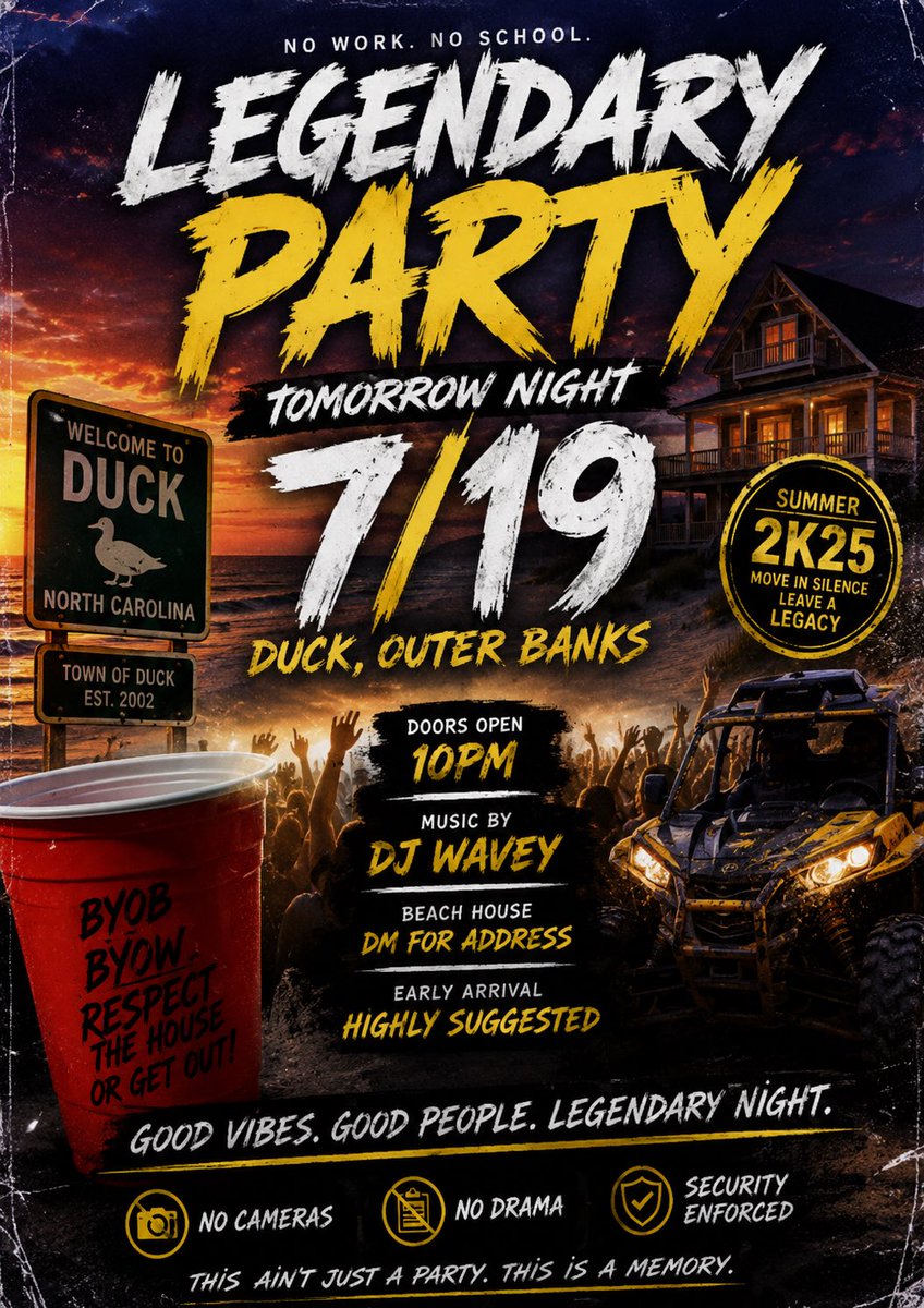 NeilBlackface's tweet photo. Currently in Outer Banks and looking for moves (22y/o). Some 17/18 year old girls sent me this flyer for a party and duck. Lmk if anybody is going to it or has other plans and want to meet a cool dude who knows how to kick it. #fratasfuck Have lots of tweas too and some geek bars https://t.co/HO4VpideNX