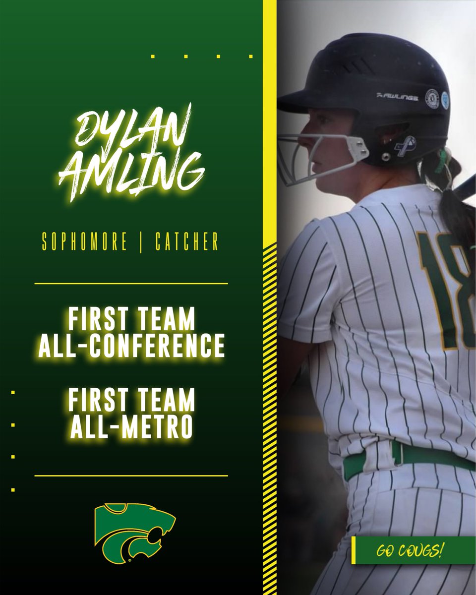 JFKsoftball's tweet photo. Congrats to the following Kennedy Softball players &amp; coaches on their All-Conference &amp; All-Metro awards! An unforgettable regular season with a trip to the 2026 @IGHSAU State Softball Tournament up next!💚💛 #gocougs https://t.co/Qzj5YTDYzg