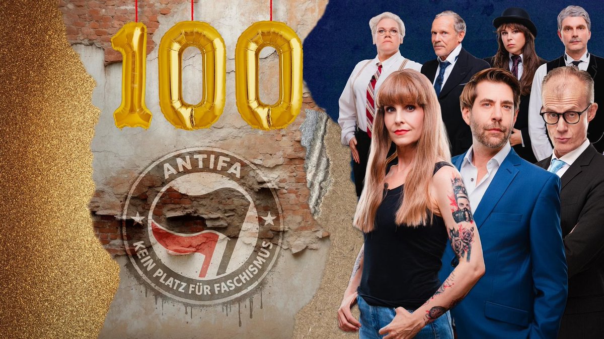 GrueneMission's tweet photo. Aus #AntifAnstalt100 wird tatsächlich eine #AntiAfD und #AntiMerz Sendung. Antifa pur! #KeineAngst Danke! https://t.co/rzfhb1qexR