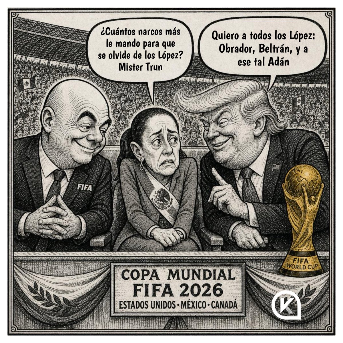 MaxKaiser75's tweet photo. ¿Qué va a negociar Sheinbaum?

Una caricatura de @factor_kaiser https://t.co/Vxz4fUCGBU