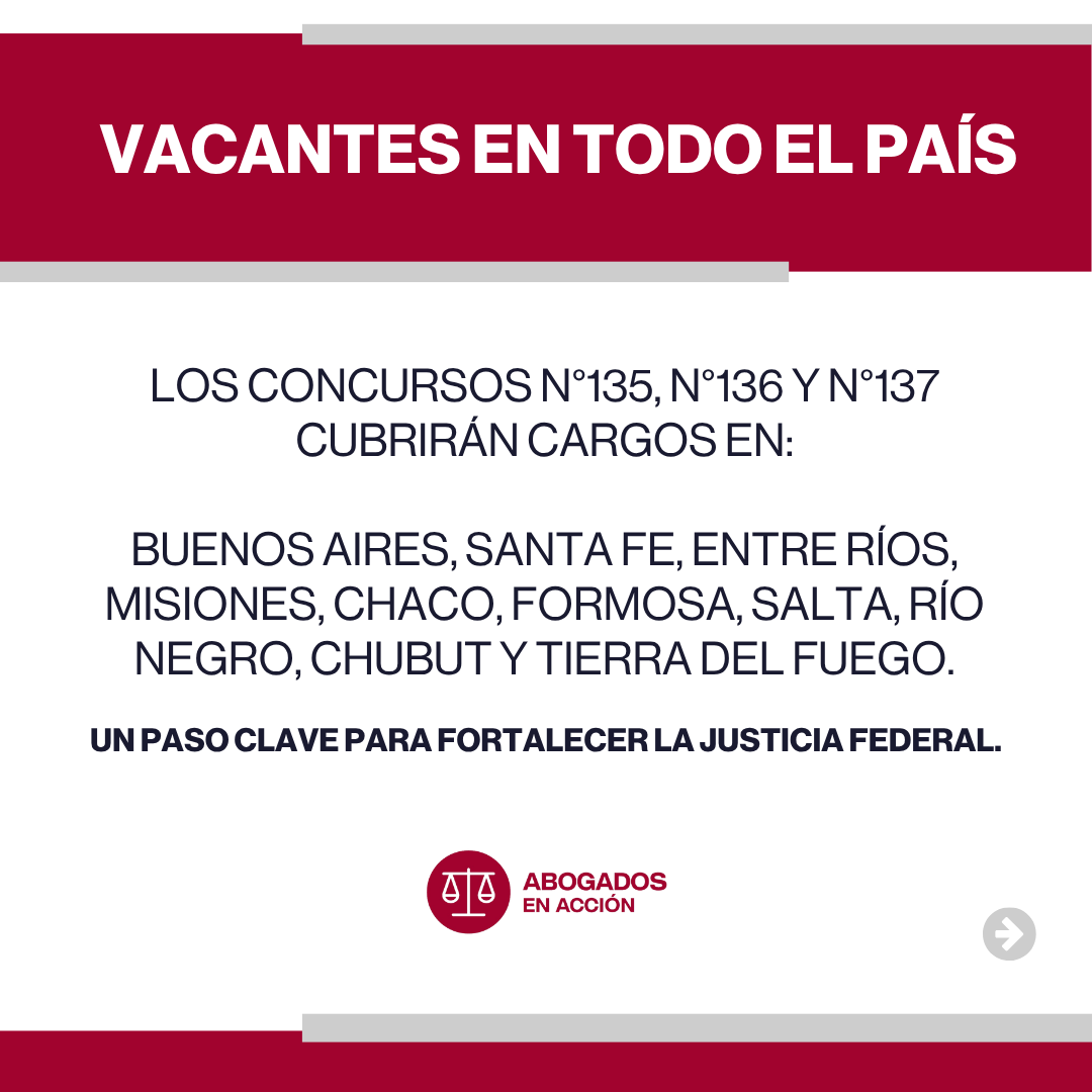 AbogadosEA's tweet photo. 📢 ¡Atención abogados!

El Procurador Casal convocó 17 vacantes para fiscales federales en todo el país. Una oportunidad única para formar parte de la Justicia Federal y ampliar tu experiencia profesional.

Revisá los requisitos, fechas y provincias involucradas en nuestras placas y no pierdas la oportunidad de postularte.

Participar te permite fortalecer tu carrera y sumarte al servicio de la Justicia.