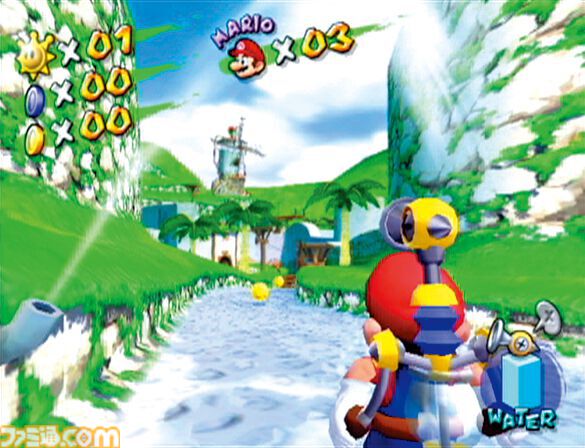 famitsu's tweet photo. 【今日は何の日？】
2002年7月19日『スーパーマリオサンシャイン』が発売。今年で24周年
https://t.co/rLVYMUTKBd

水を使ったポンプアクションで楽園に平穏を取り戻す！　ニンテンドーゲームキューブ初の『マリオ』シリーズ。作中に登場するモンテ族は『マリオカート ワールド』にも参戦。 https://t.co/1rh2j2lCpQ