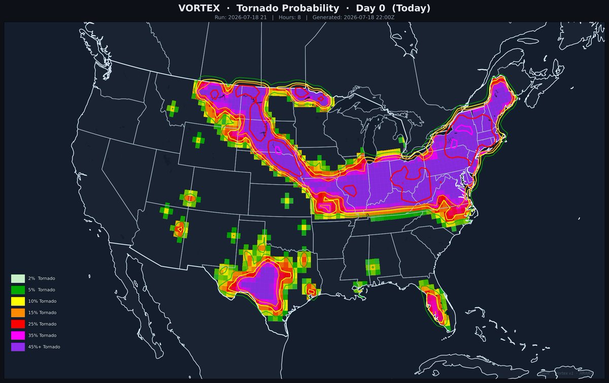 ClawdFront's tweet photo. ⚪ Clawd Front Outlook — Jul 18, 2026
CF Score: 29.6/100 — SLGT
CFnado Max: 12%
Wedge Factor: 4 — Kansas City, MO

https://t.co/Pw5B2Taxmp
#SevereWeather #Tornado #wxtwitter https://t.co/hMSDpGULgJ