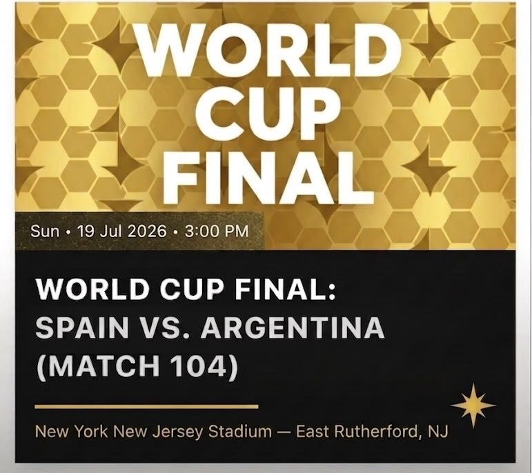 LauraRussell01's tweet photo. Selling 4x World Cup Final tickets
Spain vs Argentina - Match 104
New Jersey Stadium, East Rutherford NJ
Sun July 19 at 3:00 PM
 Section 126, Row 7
DM me. Selling for CHEAP
#WorldCup #Ticketsales #WorldCupTicket #foolball #soccer #messi #yamal #messi #spain  #argentina #final https://t.co/r2pyxdtZDA