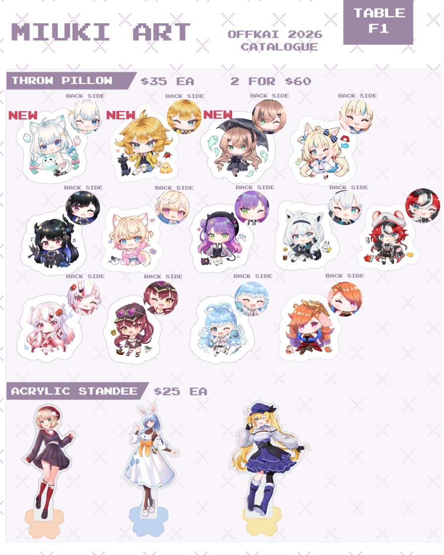 ArtsMiuki's tweet photo. My #OffkaiGen5 Catalogue is ready!! This is the first Offkai for me so I’m super excited! I’ll be at 🌟table F1🌟in the artist alley all weekend, hope to see you there!(1/2) 

#offkai #offkaiexpo #offkaigen5 #artistalley #hololive https://t.co/xjdZe7Pi8A