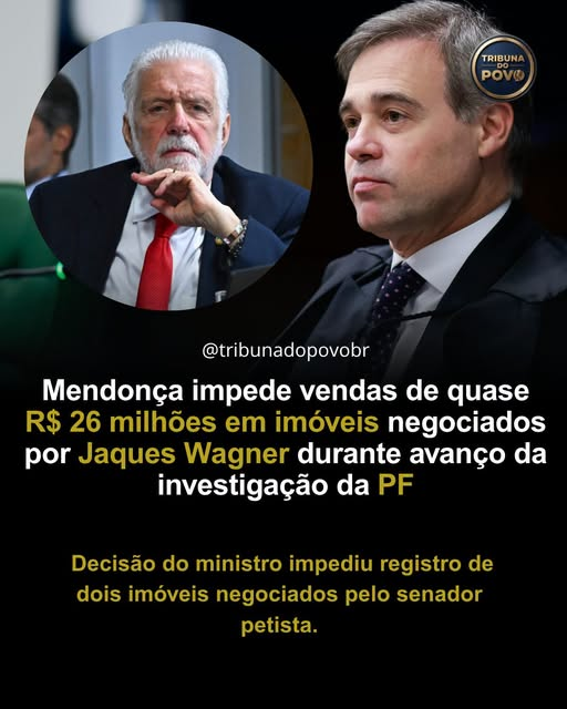 macunaimaz's tweet photo. A Justiça bloqueou a venda de dois imóveis do senador Jaques Wagner (PT-BA), avaliados em R$ 25,8 milhões, após uma operação da Polícia Federal que investiga suposto recebimento de propina envolvendo o Banco Master. A restrição foi determinada pelo ministro André Mendonça (STF) como medida cautelar para preservar o patrimônio durante as investigações. A defesa do parlamentar nega irregularidades e afirma que o caso está sendo tratado judicialmente.