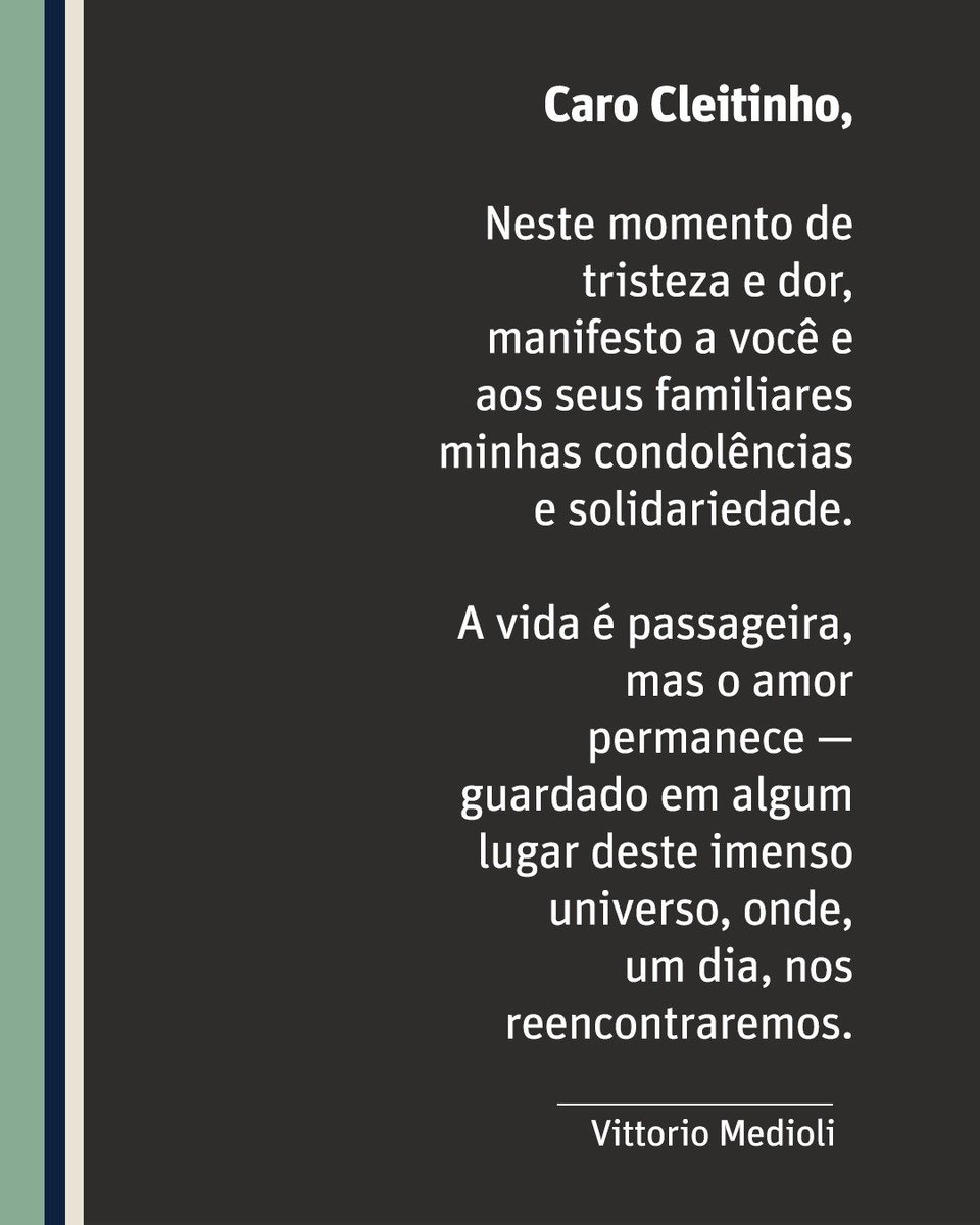 v_medioli's tweet photo. Meus sentimentos ao senador Cleitinho e a seus familiares pela perda de Matheus Augusto Azevedo. Que Deus conforte o coração de todos! https://t.co/fJpAecH469