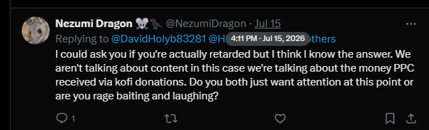 DavidHolyb83281's tweet photo. @jellytrap2022 ok then, so why is nezumi, a sinder fan, out here harassing other vtubers? why was he the one who called me a retard first in our interactions, when before that, i had been cordial and was only calling out ppc for his content theft. doesn't sound like nezmui's a real pup to me. https://t.co/Bvb8yuqDV0