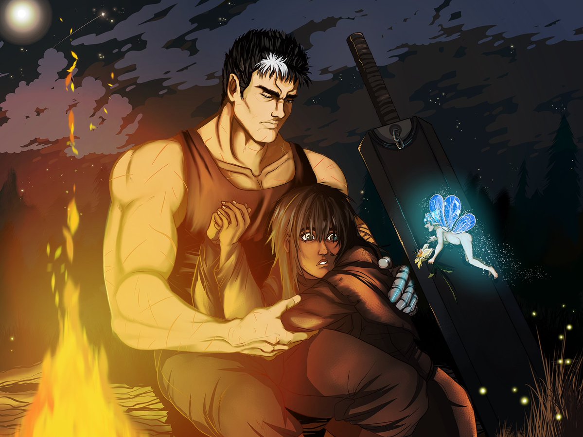 THEDOODLEBANK's tweet photo. {re-upload} Campfire Memories 

#BERSERK #Guts #Casca https://t.co/tUQ98TLHe1