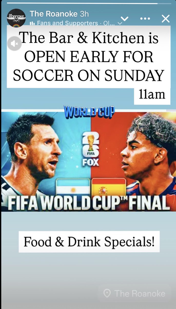 Roanokeseattle's tweet photo. Mariners-Giants at 5pm

Open at 11am tomorrow for Argentina v Spain. Kickoff at Noon https://t.co/DmXI47skep
