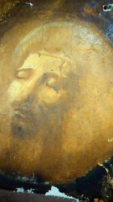trad_west_'s tweet photo. The miraculous apperance of the Holy Face of Christ on the wall of a Church in Brazil (1936) https://t.co/vLsWTQr3EL