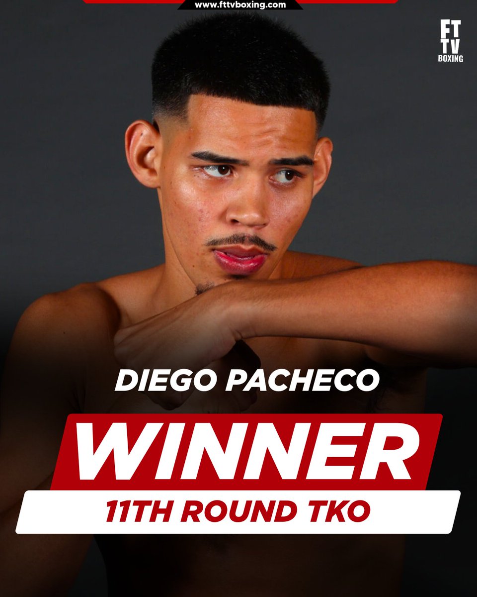 FTTVBoxing's tweet photo. Diego Pacheco 🥊 breaks down Immanuwel Aleem and scores an 11th‑round stoppage. Patient, precise, and powerful — Pacheco continues his rise in the super middleweight ranks. #Boxing #Pacheco #Aleem https://t.co/PSp2XIfGQX