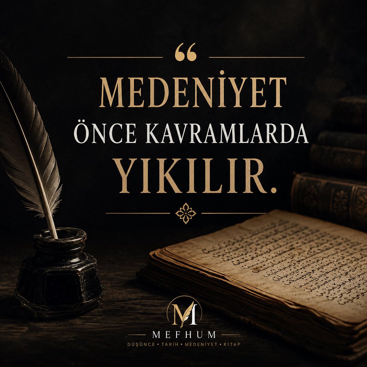 mefhumtr's tweet photo. Bir toplumun çöküşü, binalarının yıkılmasıyla değil; kavramlarının anlamını kaybetmesiyle başlar.

Adalet, liyakat, emanet, ilim, ahlâk…

Bu kelimeler sadece sözlükte kaldığında, medeniyet de yalnızca tarih kitaplarında kalır.

Çünkü medeniyet önce taşta değil, zihinde kurulur.

Bir neslin kullandığı kelimeler, kuracağı geleceğin de habercisidir.

Sizce bugün en çok anlamını yitiren kavram hangisi?