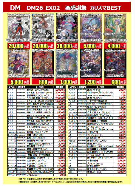 ゆあ様　セット売り価格 🙌新弾買取情報💯】 #デュエルマスターズ #悪感謝祭 買取価格更新しま