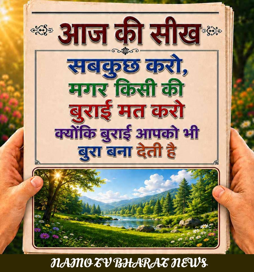 NamoTvBharat's tweet photo. कोट्स!
#namotvbharat #motivation #motivationdailyquotes #motivationdaily #suvichar #updesh #Anmol #anmolvachan #anmolvichar #अनमोलवचन #अनमोलविचार #indianarmy #bmw #premanandji #radhe #kelikunj https://t.co/3KXiLXJ1jV