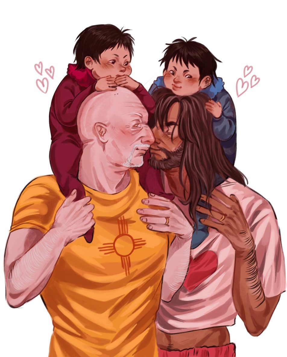 EhrmantrautPup's tweet photo. Me and Mike have twin sons! Atticus and Clay 🤠 
Aww we love our lil poos (art by elesketchii) https://t.co/F8oQuLHqGE