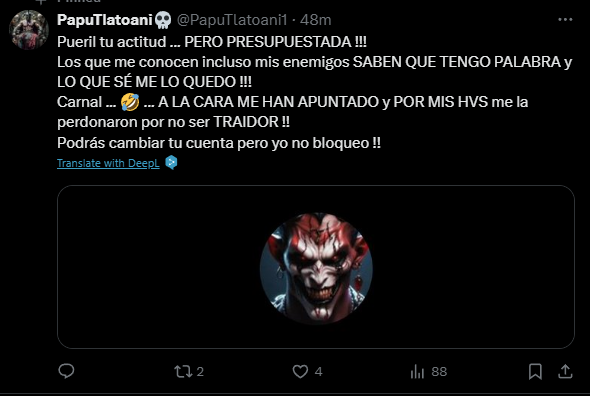joeblack47's tweet photo. @PapuTlatoani01 En fin, nunca fuiste el más brillante, ni con más palabra ... en fin quitate el follow las veces que quieras, veremos si lo puedo automatizar con las nuevas apis del señor musk para que te pelees ahora con un script. 😆 https://t.co/KnAKOKVDyc