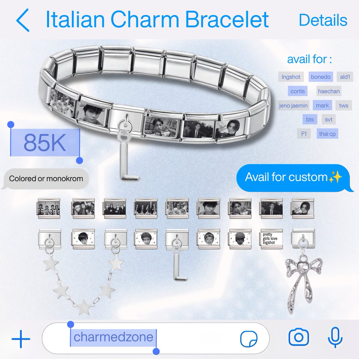 charmedzone's tweet photo. [rt &amp; like are very appreciated 💖💫]

Italian Charm Bracelet

🎀OPEN PRE-ORDER🎀
🗓️19 JULI - 31 JULI
🕰Closed 31 Juli 2026, 23.59 WIB [ditutup lebih awal jika slot penuh]
🛒CO &amp; shipping via 🍊

🔗Full Bracelet: https://t.co/IBzQkoqCex
🔗Charm Only: https://t.co/MB9ophQTKV https://t.co/146GQZfOrT
