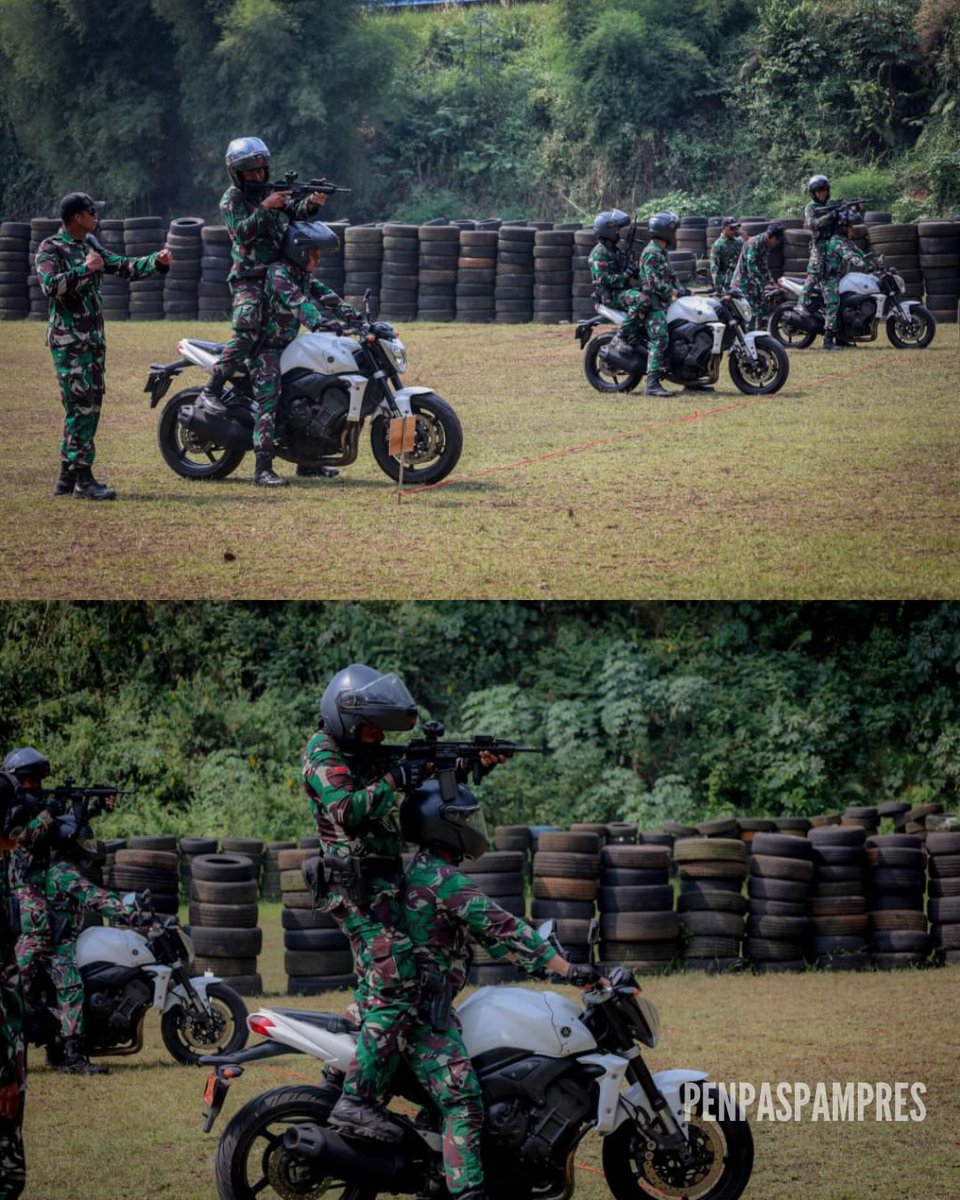 Jatosint's tweet photo. Indonesian presidential guard #Paspampres motorcycle rescue team during recent range days. They are tasked with close protection and quick emergency extraction, including for foreign VVIPs visiting Indonesia
📸Paspampres https://t.co/kjQS48dH4q