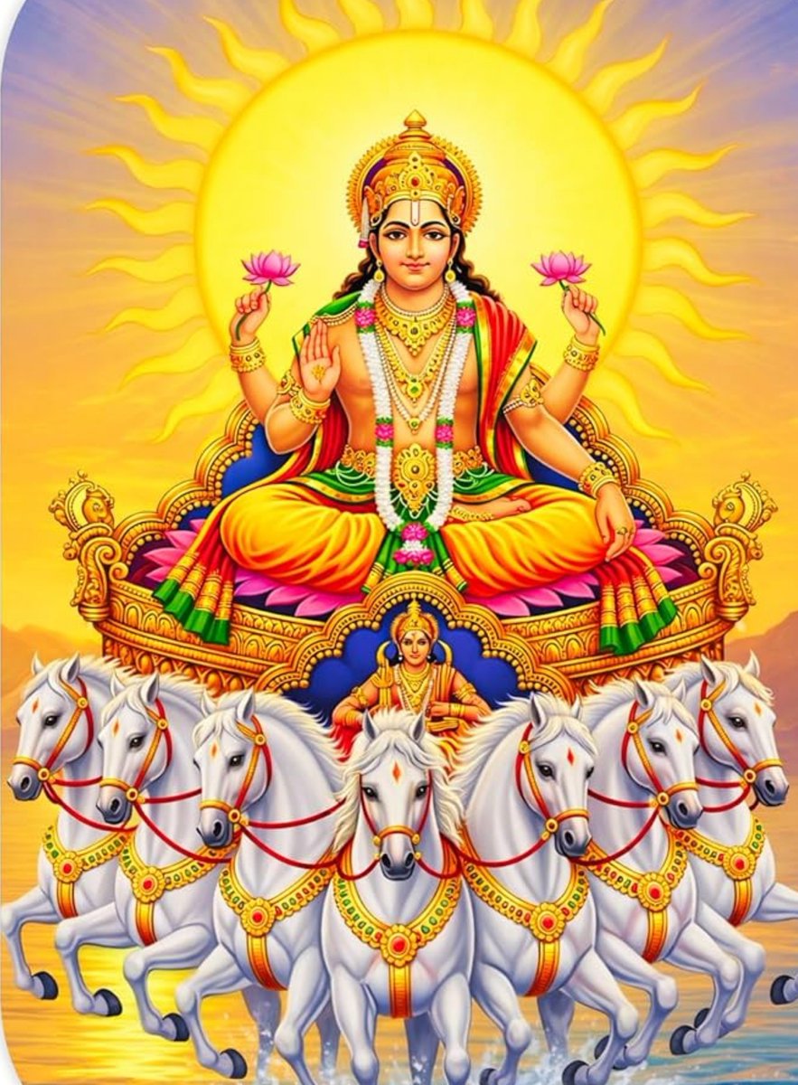 PoojaHindu50's tweet photo. जय श्री सूर्य देव 

आदिदेव नमस्तुभ्यं, प्रसिद मम भास्कर।
दिवाकर नास्तुभ्यं, प्रभाकर नमोस्तु ते।।

हे सूर्य नारायण प्रभु 
जगत के जीवन आधार 
आपकी दिव्य किरणों से
 जग में फैले उजियारा।।

सत अश्वों के रथ पर विराजे,
तेज तुम्हारा अपार ।
स्वास्थ्य, शक्ति और आत्मबल के 
तुम ही हो भंडार।।

तेरे स्मरण से मिटे अंधेरा,
मन में जगे नया प्रकाश 
सत्य, धर्म और कर्म के पथ पर इले सफलता का विश्वास।।

हर प्रभात तेरा वन्दन करके 
जीवन प्रभात मंगलमय हो जाए 
तेरी असीम कृपा से प्रभु 
हे मनोकामना पूरी हो जय।।

जय श्री सूर्य नारायण महाराज 

हे भास्कर देव हमें उत्तम स्वास्थ्य, तेज, आत्मविश्वास,विवेक और सदा सत्य व धर्म के मार्ग पर चलने की शक्ति प्रदान करें।
  
ॐ घृणि: सूर्याय नमः 🙏