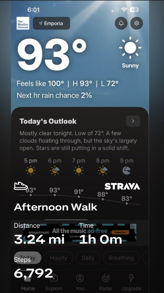 DonWeast's tweet photo. Day 18 of #5KaDay done during the middle of the afternoon. I feel so much better walking in the heat than the cold. https://t.co/Pj2C7gv03f