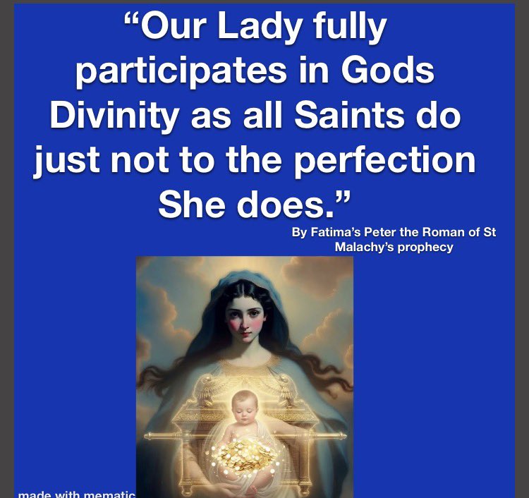 PetertheRoman2's tweet photo. By Fatima’s Peter the Roman of St Malachy’s prophecy 
Blessed Virgin Mary came into perfect communion with the Holy Spirit upon the overshadowing of Her so Christ could be begotten not made. This unity is also why She gives the 7 gifts of the Holy Spirit that perfect  a soul forgiven by Christ as to get into heaven. Thus the tittle CoRemptrix. Man can not separate what God has United which is why She is known as Chaste Spouse of Holy Spirit. When you invoke blessed Virgin Mary you are insured of invoking Holy Spirit who She is in perfect communion with. Not to invoke Her leaves the possibility of your prayers being dismissed or even intercepted by Jezebel Spirit under certain conditions. 

@USCCB @Card_R_Sarah @Pontifex @BishStrick
