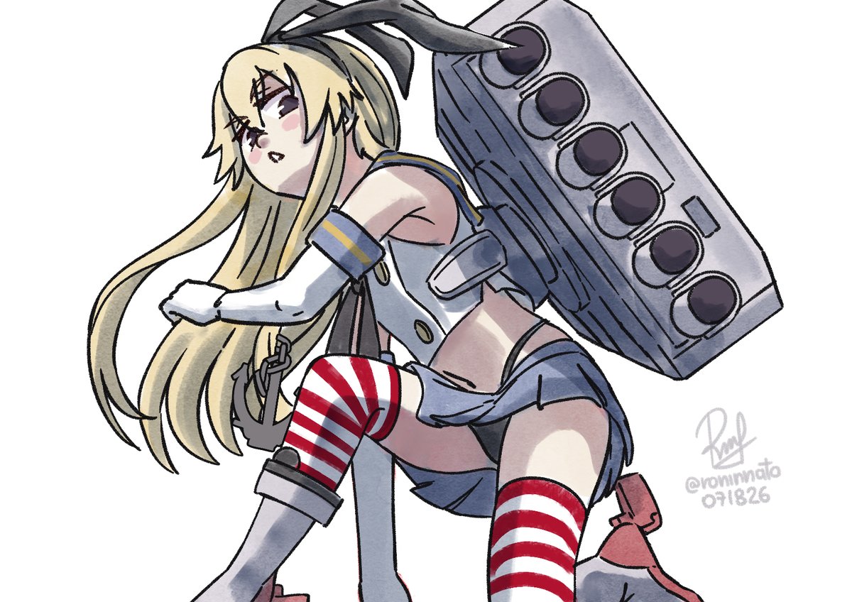 Happy launch day Shimakaze! #艦これ版深夜の真剣お絵描き60分一本