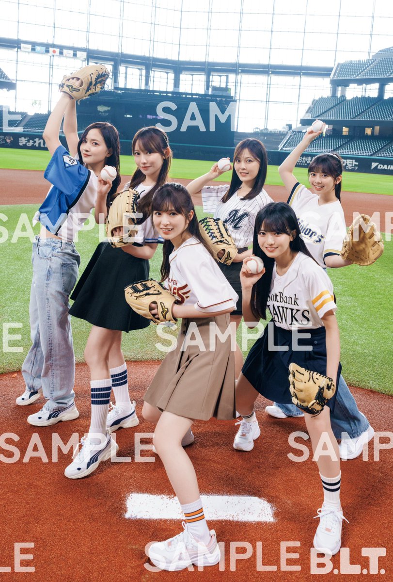 BLTTV's tweet photo. ⚾️━━━━━━━━━━━━━⚾️
　     　　#乃木坂野球部
　　   　　  パ・リーグ
　6球団のユニフォームで登場🧢　
⚾️━━━━━━━━━━━━━⚾️

＼ 7月28日 (火) 発売 ／
特典のポストカードも6球団のユニフォーム姿でお届け⚾️❣️

[ご予約はこちらから ]
⚾️小川彩＆金川紗耶＆長嶋凛桜
https://t.co/DjTsi551gb

⚾️黒見明香＆柴田柚菜＆瀬戸口心月
https://t.co/PlfqRUktez

⚾️乃木坂野球部全員集合
https://t.co/zwMIMQRxLj

#BLT #乃木坂46 #nogizaka46
#パ・リーグ乃木坂コラボ
#lovefighters #RakutenEagles #seibulions #chibalotte #Bs2026 #sbhawks