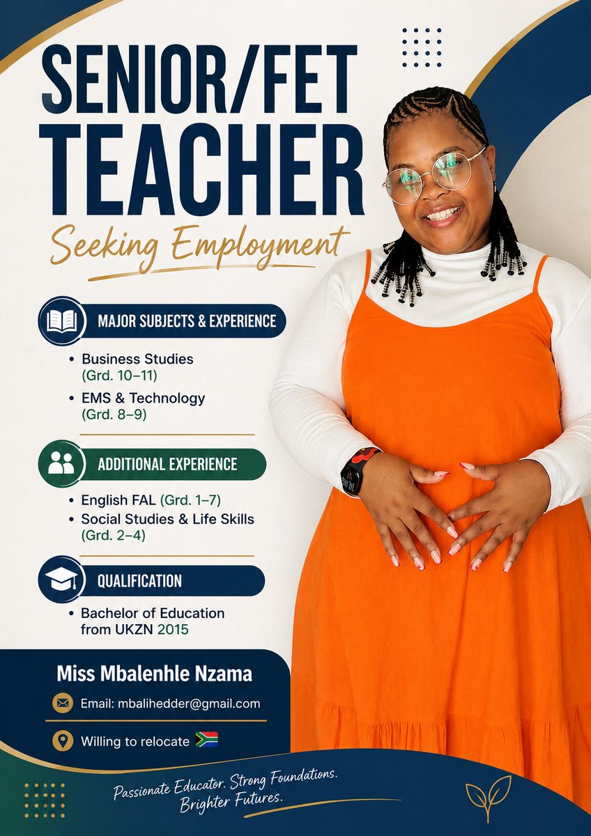 MbalzH's tweet photo. Please help me find my dream job. #TeachingYoungLearners is what I’m passionate about🤲🏽🤍 @DBE_SA https://t.co/3k9gHAaeBw