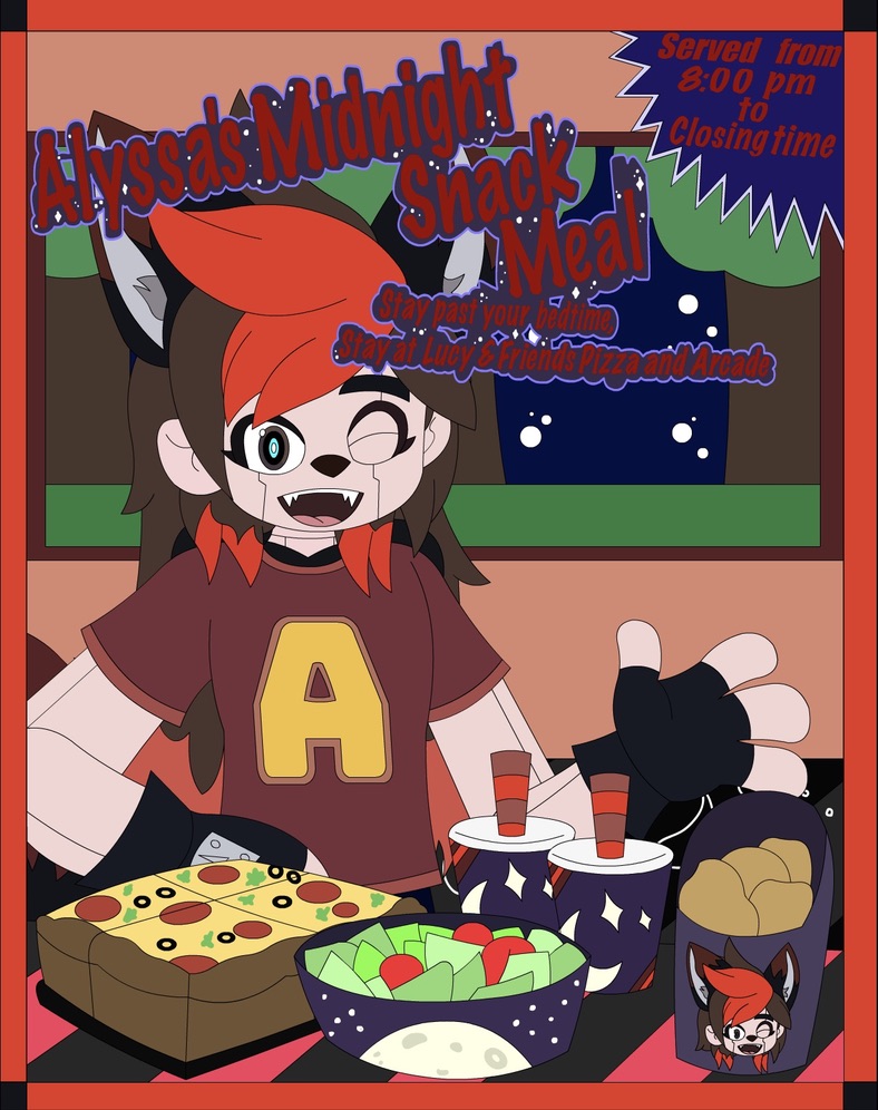 PeridotAlex003's tweet photo. More Lucy and Friend's Pizza & Ice Cream Stuff with some Brand New Posters with a delicious Cream 'n' Chocolate Alex's Shake, May telling you to Stay Fit for your workouts & Alex A's Sunrise Menu and Alyssa's Midnight Snack Posters!! #Ninjala #FNAF📷📷 #FNAL @Frances_JackD https://t.co/8uTZ8i643z